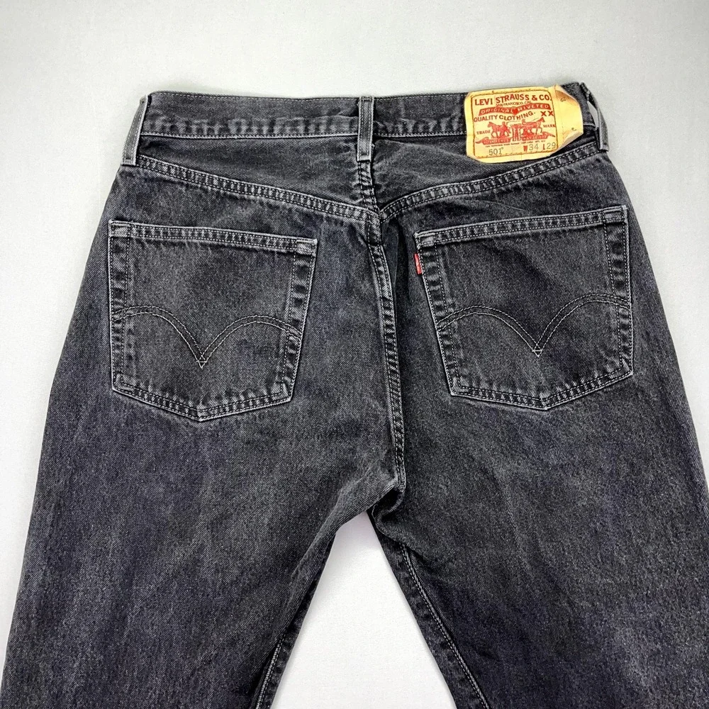 Vintage Levis Jeans Mens Tag 34 (Fit 30) Brown Denim 501 Button Fly Straight Leg